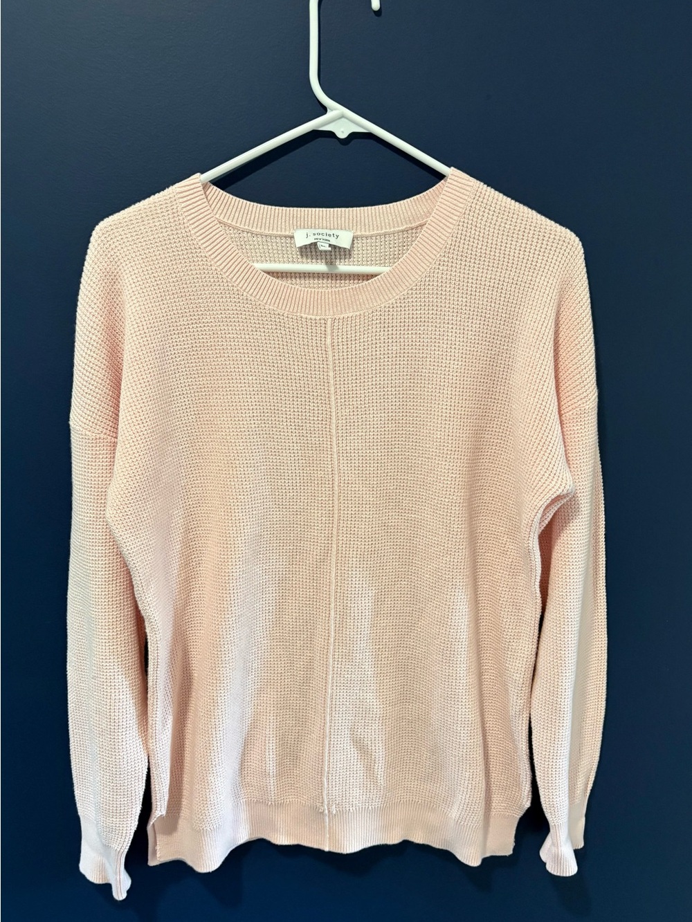 J. Society New York 100% Cotton Pink Waffle Knit Drop Shoulder Sweater - Size M